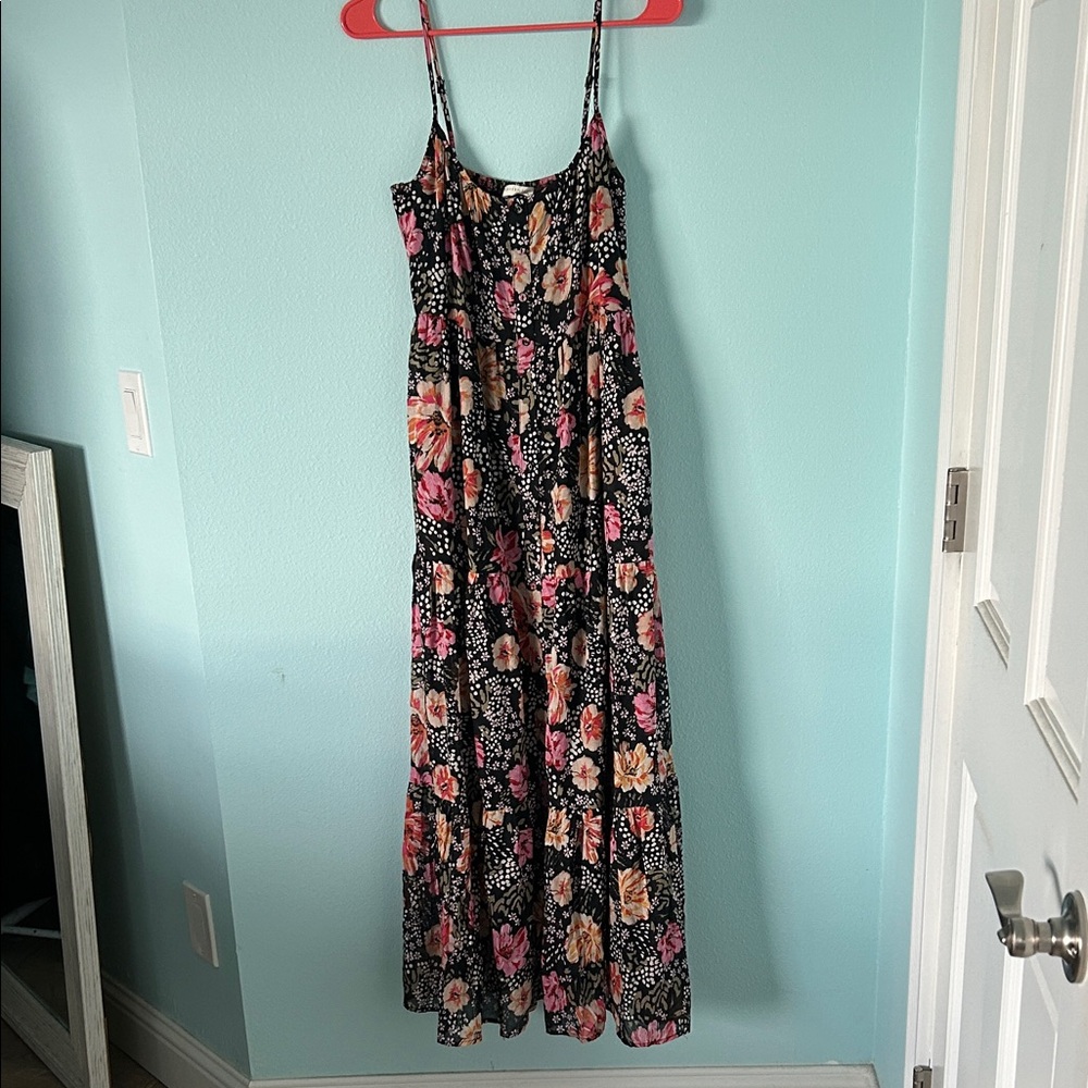 Lovestitch Floral Maxi Dress - Black and Pink